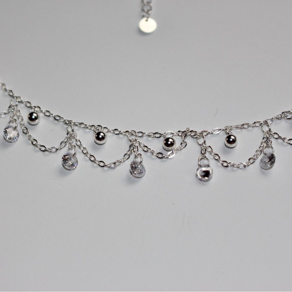 New Zirconia drop handmade sterling silver choker - Picture 5 of 6